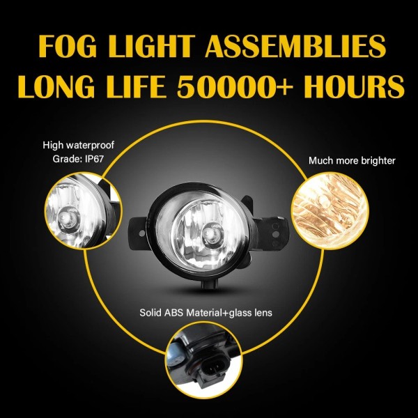Unbranded 2X Front Clear Lens Bumper Fog Light Lamp Assembly