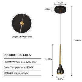 ADCTHOME Modern LED Simple Pendant Light fixtures,Island Pendant Lighting for Kitchen Island Dinning Room,Bedroom,Bar, Kitchen Island Ceiling Hanging Light Fixtures(3-Pack)