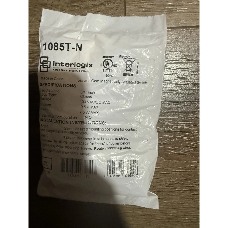 Interlogix Alarm SENSOR Hardwired Interlogix 1085T-N Commercial Door/Window White 1