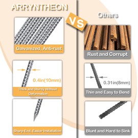 Rebar Stakes 16 Inch 9 Pack Tent Stakes Heavy Duty Metal J Hook, Fence Stakes for Trampoline, Fence, Camping Tent (9, I-16 x2/5")