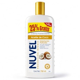 Nuvel Crema Corporal Hidratante con Aceite de Coco, 750 ml | Hidratación Profunda para Cuidado Facial y Corporal | Crema Humectante para Piel Seca o G