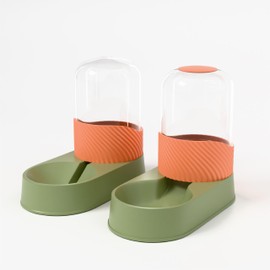 NAHANGPET Automatic Cat Feeder and Water Dispenser 2Pcs, Dog Gravity Food Feeder and Water Bowl for Small Medium Pets Puppy Kitten, 3.5L/118.36oz Large Capacity, Easy to Clean (Orange)