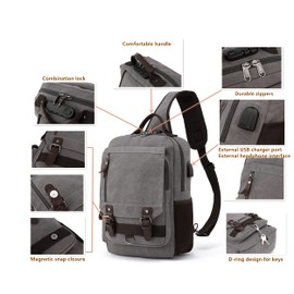 Leaper Canvas Messenger Bag Anti-Theft Crossbody Bags Sling Bag with USB Coffee, XL