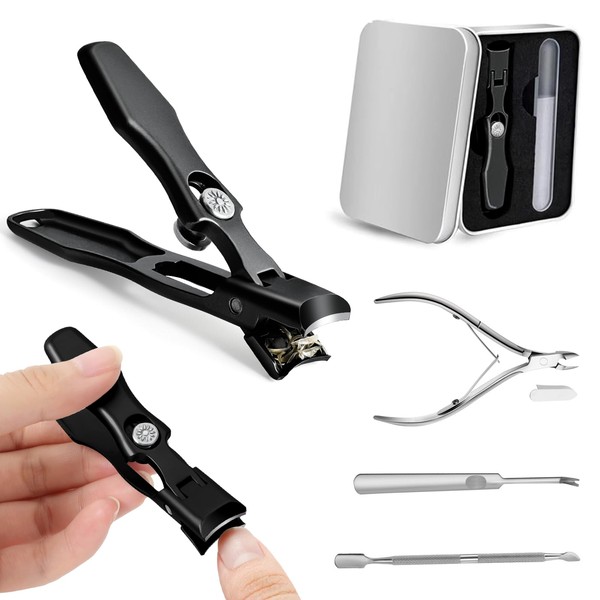 Lux German Nail Clippers Grip for Men Women, Black Portable