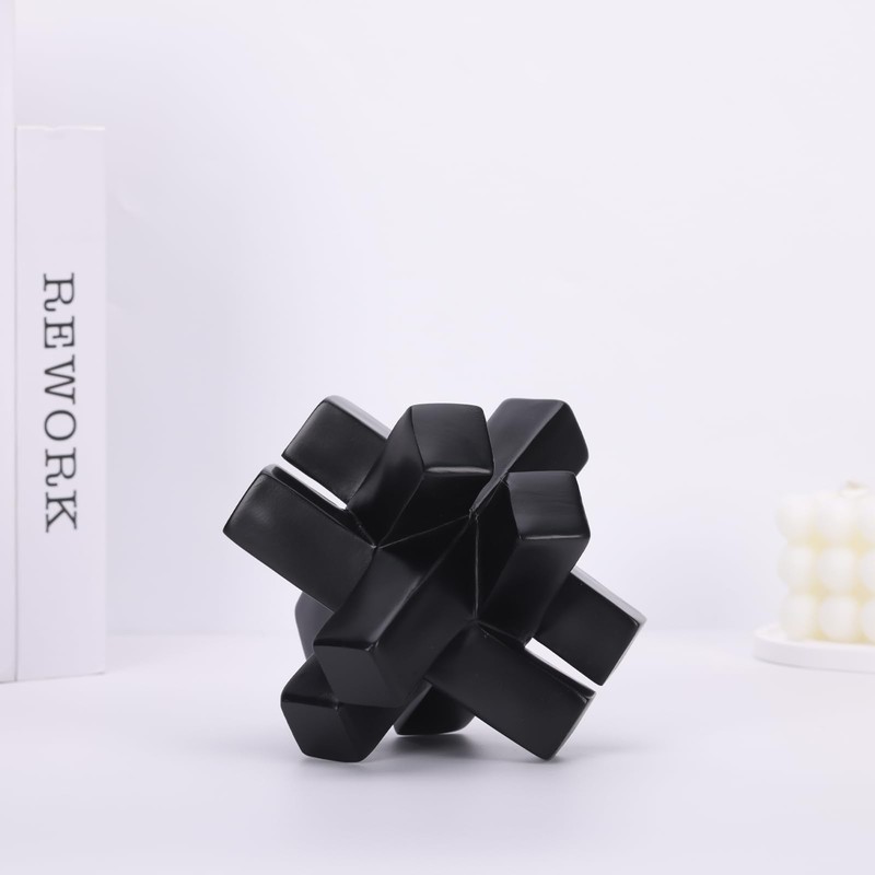 Black Knot Decor Kink Knacks for Shelves, Black Geometric Sculpture,