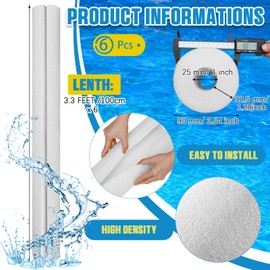 Hanaive White 6 Pcs 40 x 3. 5 x 1 Inch Jumbo Pool Noodles Pipe Insulation Foam Tube Pre Slit Clamp Foam Noodles for Padding Large Tube for Swimming Floating Craft Projects Padding Bumper