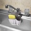Home Basics Effective Draining Faucet Sponge Holder Sink Caddy, White/Grey