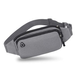 Canotagio Cangurera Deportiva de Viaje. Diseño Amplio para Pasaporte, Efectivo o Tarjetas. Hombre y Mujer. Riñonera Deportiva Compatible con Audifonos. Fanny Pack/Running Belt/Travel Pouch (Gris)
