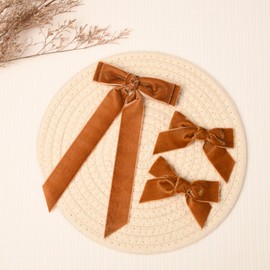 3PCS Velvet Hair Bow Brown Hair Ribbon Clips for women Girls Fall Alligator Hair Clips Hair Accessories Toddlers Kids Teens