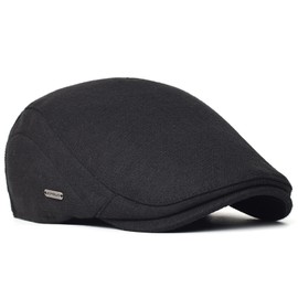EKMTBJXY Flat Beret Men's Peaked Cap Cotton Beret Newsboy Driving Cabbie Cap Flat Cap, B1#Black