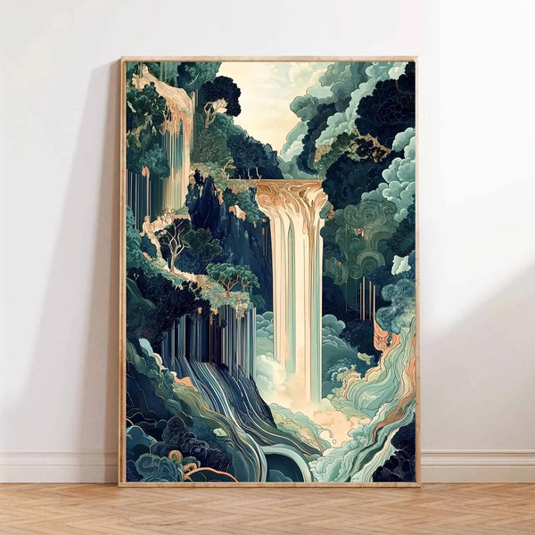 Green Mountain Wall Art Sage Green Forest Canvas Nature Landscape