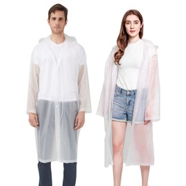 Rain Poncho Raincoats for Adults, 2 Pack Reusable Emergency Rain Coat Jacket with Hood, Rain Cover Poncho for men women
