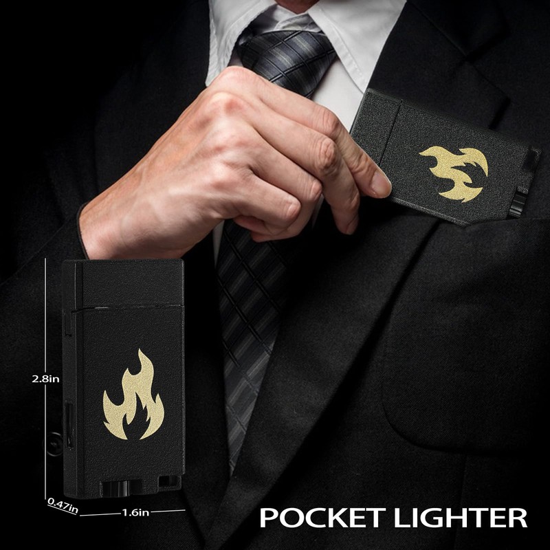 Classic Matte Butane Pocket Lighter, 2 Pack Double Jet Flame