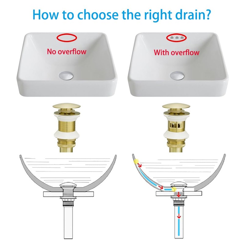 VOTON Brushed Gold Pop Up Bathroom Sink Drain with Overflow