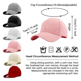 Women's Ponytail Cap Baseball Cap Unisex Adjustable High Messy Bun Ponycap with Braids Hole Loop Unisex Men, pink