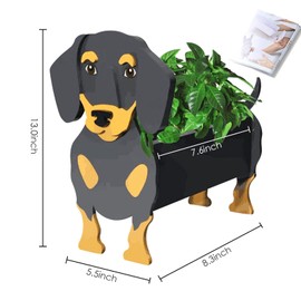 Dachshund Black Dog Shaped Planter - Outdoor Plant Pot & Garden Decor