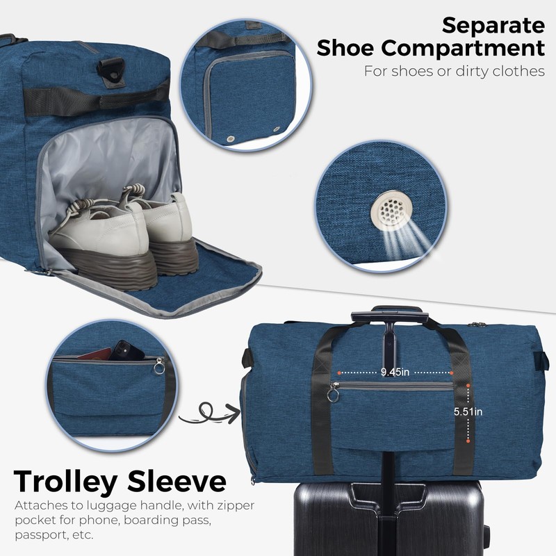 Fmeida Travel Duffel Bag 65L for Men Women Foldable Holdall