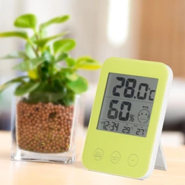 Yazawa Corporation DO05GR Digital Thermometer/Hygrometer, Green with Heatstroke and Flu Alert