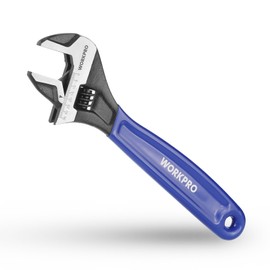 WORKPRO Wrench 250 mm Adjustable Wrench, Adjustable Metric Spanner Made of Cr-V Steel and Soft Bi-Material Handle