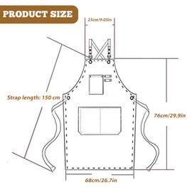 Behogan Pack of 2 Canvas Aprons, Cross Back Work Apron with Adjustable Strap and 3 Pockets for Men and Women, Waterproof Aprons for Men Hairdresser, Kitchen, Gardener (Brown)