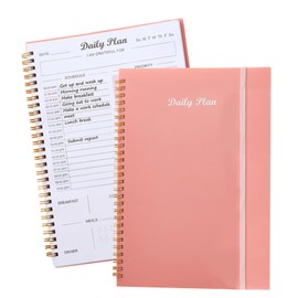 Weekly Planner Undated, Notebook Calendars, Notebook with Elastic Closure, Schedule Planner with Spiral Binding, List Daily Planner, Organizers Undated, Daily Planner Notebook (Pink)