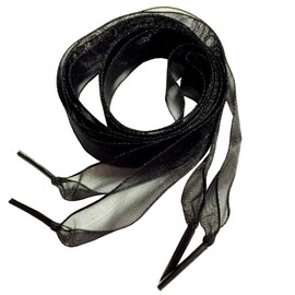 Goodlace 2 cm Wide Ribbon Shoelaces Organza Flat Shoelaces for Children and Women 80-120 cm, black, 120