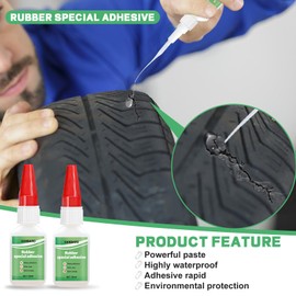 Ganbaro® 20 ml*2 Rubber Glue Adhesive, Glue for Rubber, Clear Rubber Adhesive Fast-Bonding Dry in 15 s for Bonding Rubber and Rubber, Tire, Shoe, Super Sealants for Rubber Edges and Other