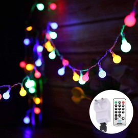 Tomshine Globe String Lights Mains Powered Outdoor Fairy Lights Multi-Color 8 Modes Waterproof with Remote Control for Party Living Room Bedroom Patio Garden (13M 100LED)