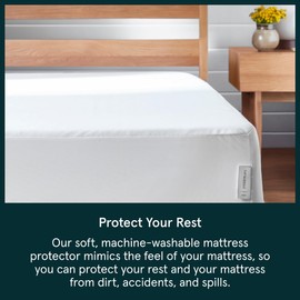 Tuft & Needle Twin XL Mattress Protector - Waterproof, Liquid-Proof, Sleeps Quiet, Fitted Sheet Style, Soft and Comfortable, White
