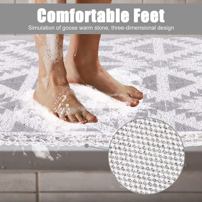 Lurowo Shower Mat Non-Slip Bath Mat Loofah Bathroom Rug with