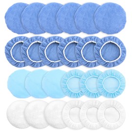 DF DUALFERV Buffing Pads, 30 Pcs Orbital Microfiber Car Polishing Pads with Flexible Loop Opening, Washable and Recyclable Buffer Polisher Bonnets, Fits 9-10 Inch Polishers, 3 Colors for 3 Types