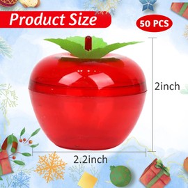 Aiofaervy 50 Pieces Plastic Apple Container,Red Apple Container Teacher Gifts Bulk Candy Jars Apple Decorations Back to School Classroom Decoration for School Wedding Christmas Party Favor
