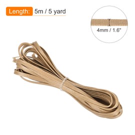 MECCANIXITY Flat Waxed Threads,5 Yard 4mm Leather Sewing Thread Polyester Waxed String for Hand Sewing Weaving Bracelet Necklace DIY Craft, Khaki