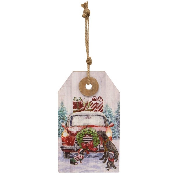 Kruenpeeper Creek CWI Gifts Winter Old Fashioned Car Wooden Tag,