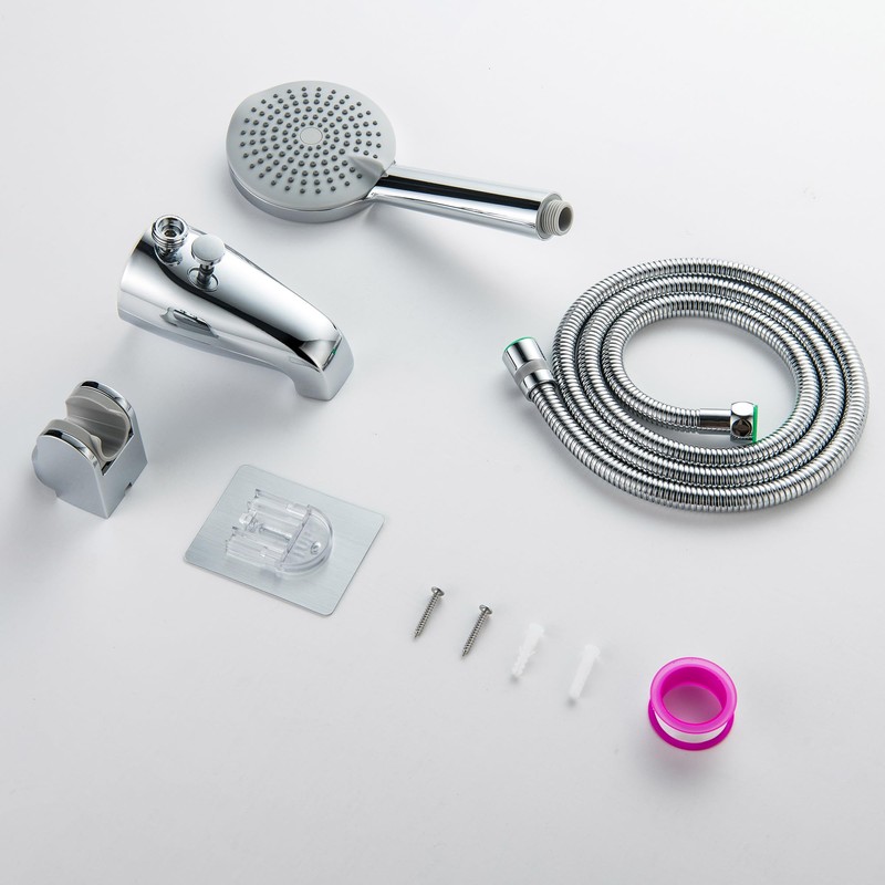 LUOGULIANG Chrome Tub Spout with Diverter, 5 Settings Hand Held