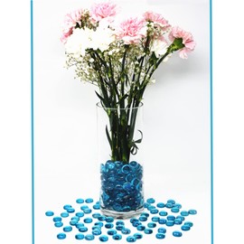 TSY TOOL 30 Lb (3000PCS) Flat Glass Marbles Ocean Blue Color Glass Gems Pebbles Stones Marbles Vase Filler Accents and Crafting Aquarium Decor Wholesale Lot