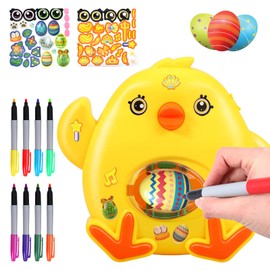 Easter Egg Decoration Set, Easter Egg Decorating Machine with Spinner, Easter Eggs Decoration Kit with Egg Painter, Egg Painting Machine Includes 8 Colours Marker Pens, Gift for Children, Happy Easter
