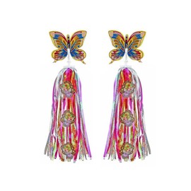 F&R BICYCLE GRIPS METALLIC STAR POM-POM STREAMERS ANGEL QUEEN CARTOON MULTI/COLOR.