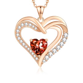PAPAGENA 18K Rosegold Plated Necklaces for Women, 925 Silver Birthstone Necklace, Jewellery Gifts for Women Mother Wife Girlfriend Anniversary Birthday Mother's Day