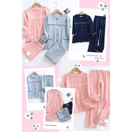 Yume Pajamas, Double Gauze Pajamas, Kids, Room Wear, Children, Spring, Summer, Autumn, Winter, Long Sleeve, 100% Cotton, Marshmallow, Cotton, Sleepwear, Brothers, Sisters, Matching, navy