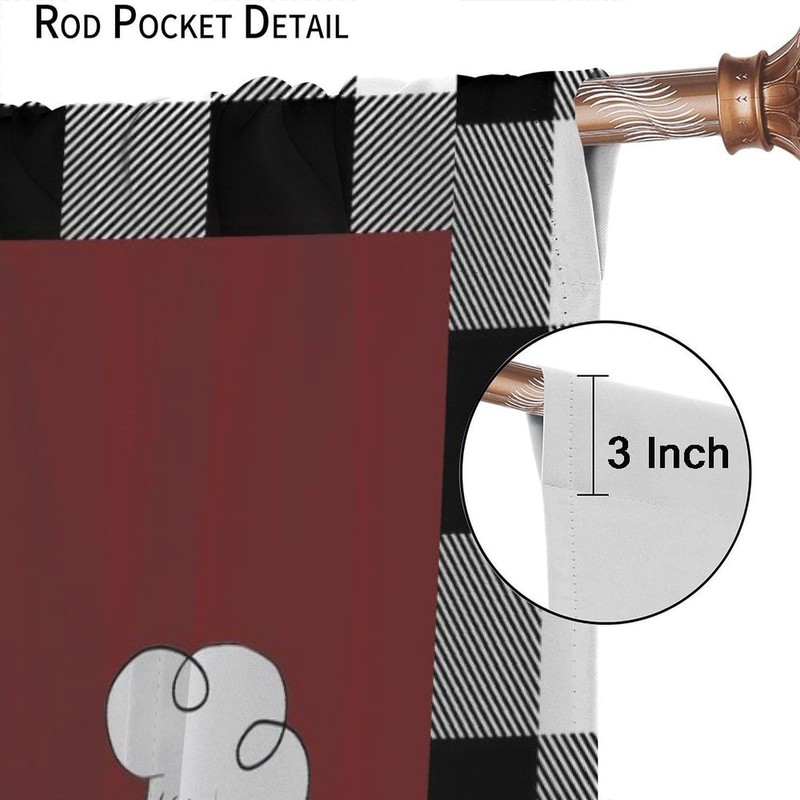 TFOSO Chef Kitchen Curtains,Funny Chef Black White Buffalo Check Plaid
