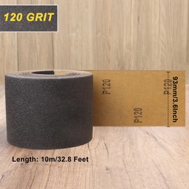 Shineboc Sandpaper Roll Grit 120, 93 mm x 10 m Sanding Cloth Roll for Hand Sanders for Wood Metal, Material Silicon Carbide, Black