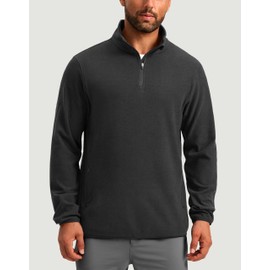 G Gradual Mens Quarter Zip Pullover Golf Fleece with 2 Zipper Pockets Long Sleeve Thermal Lightweight Sweatshirt, Dark Grey, Medium