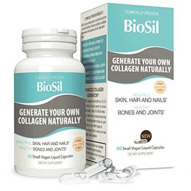 BioSil Cápsulas líquidas por factores naturales, generador de colágeno vegano, sin OMG, 60 cápsulas