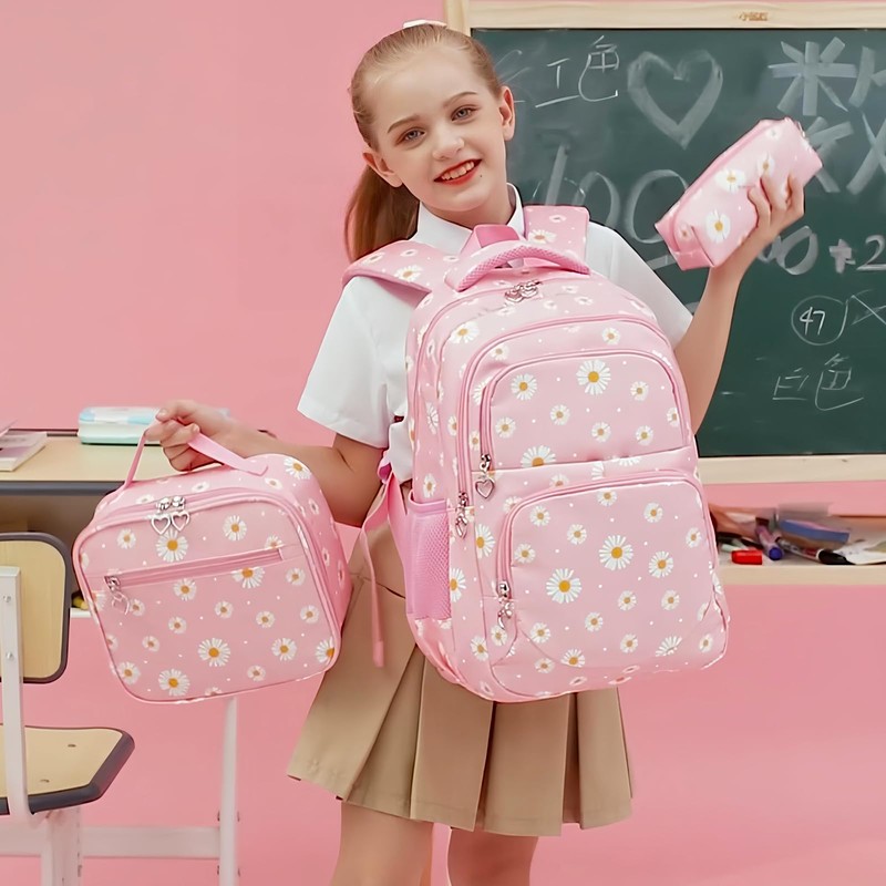 Joyfulife Daisy Backpack for Girls Backpack with Lunch Box Kindergarten