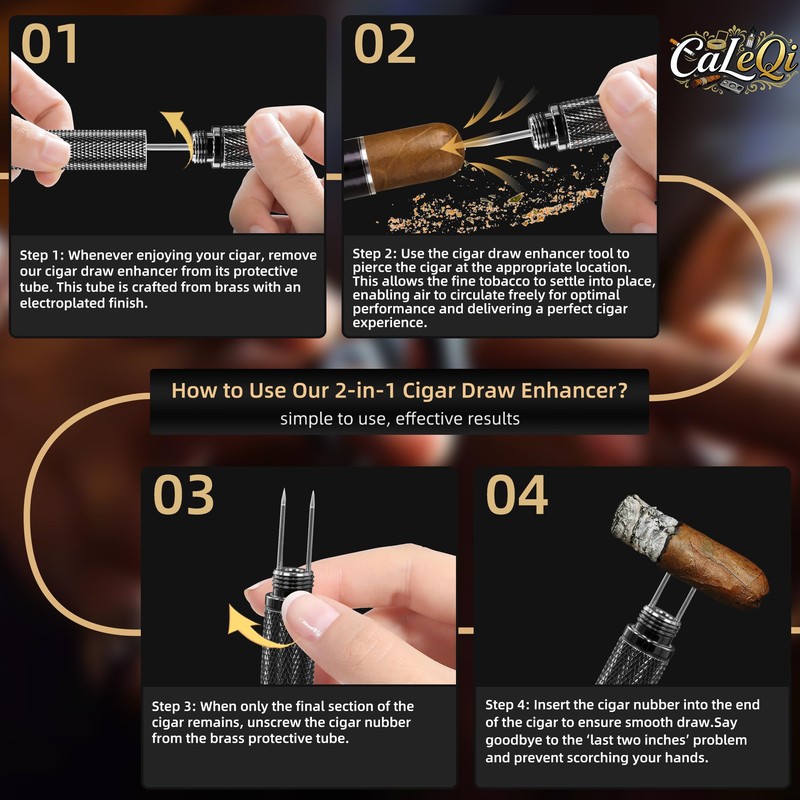 CaLeQi Cigar Draw Enhancer and Nubber 2&1 Set for Cigar