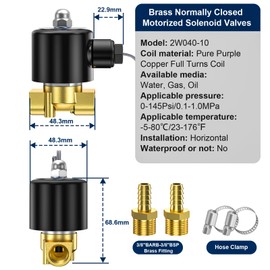 TAILONZ PNEUMATIC 3/8 Inch BSP 110V Brass Electric Solenoid Valve 2W040-10 Normally Closed Water, Air, Diesel