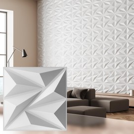 Lebenforce PVC 3D Wall Panels, White, 12"x12"