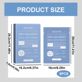 8 Stück Bio-Collagen Real Deep Mask, Collagen Mask Overnight, Collagen Maske Gesicht Overnight, Deep Collagen Mask, Feuchtigkeitsspendende Maske mit Hydrolysiertem Kollagen