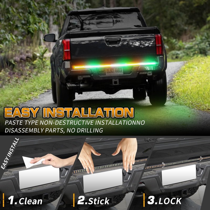XRIDONSEN 48 inch Truck Amber Green Tailgate Strobe Lights Strip